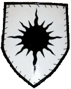Device: Black sun over a white Shield