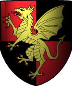 Device:  Quarterly gules and sable, a dragon Or