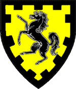 Device: Or, a horse rampant, a bordure embattled sable