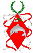Device: Gules, a bottle-nosed dolphin embowed and in chief a sprig of three orange blossoms slipped and leaved, fesswise proper. [Tursiops truncatus] [Citrus simensis] 