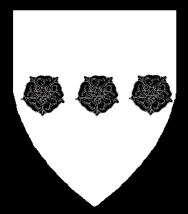 Device: Argent, three roses in fess sable