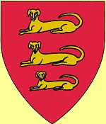 Device: Gules, in pile three dogs coucahnt guardant Or