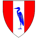 Device: Gules, on a pale argent a heron azure