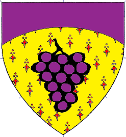 Device: Or ermined gules, a bunch of grapes, a chief enarched purpure